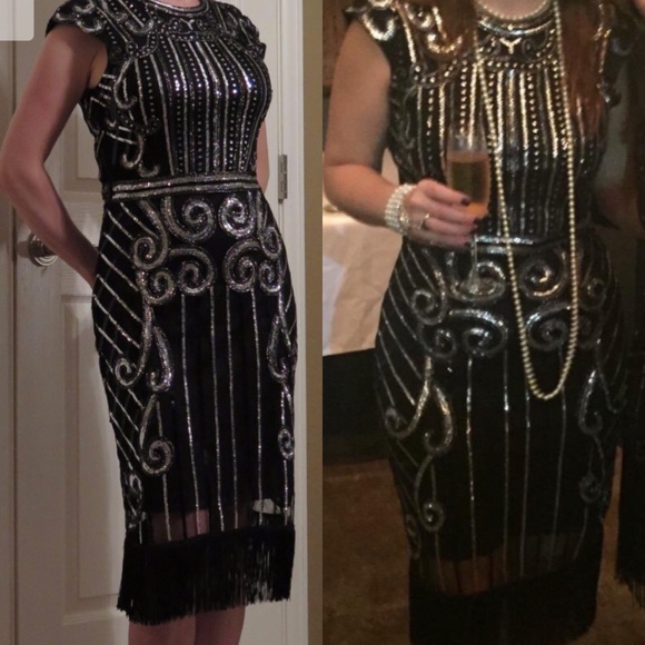 Sequin and Fringe Party Dress - Picture 2 of 2